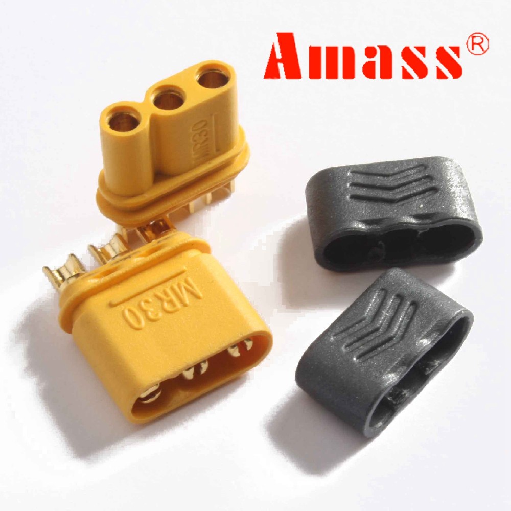 Amass MR30三芯版2mm镀金插头/一对装